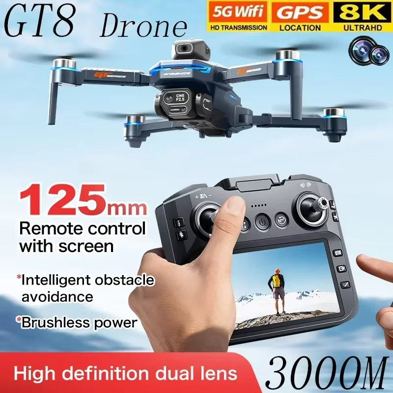 Drone Gt8 Rc - 4,3-Zoll-Bildschirm GT8 Drohne mit Hinderniserkennung, bürstenlosem
