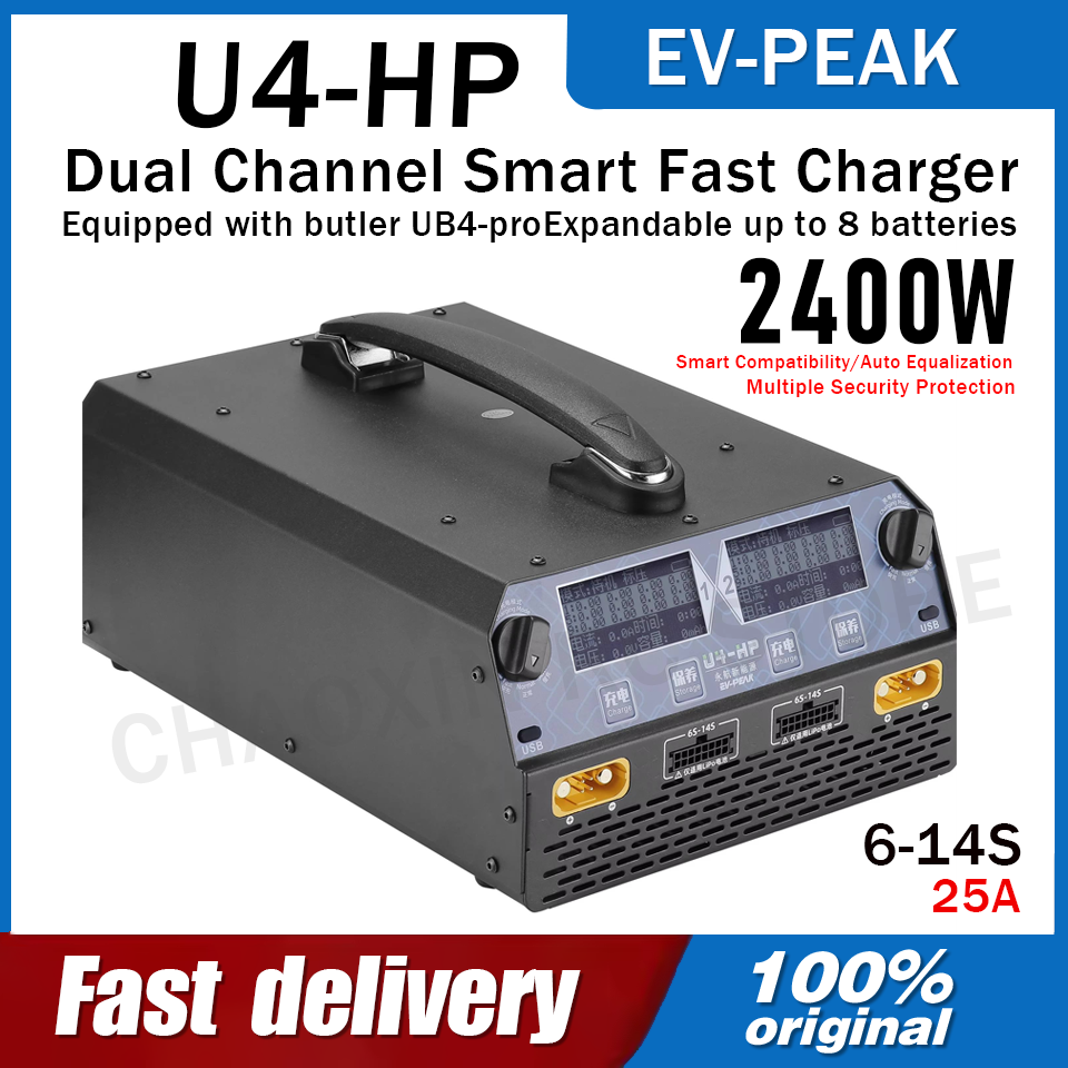 Lipo Battery Charger - EV-PEAK U4-HP Dual-Kanal 2500W 25A Akkuladegerät