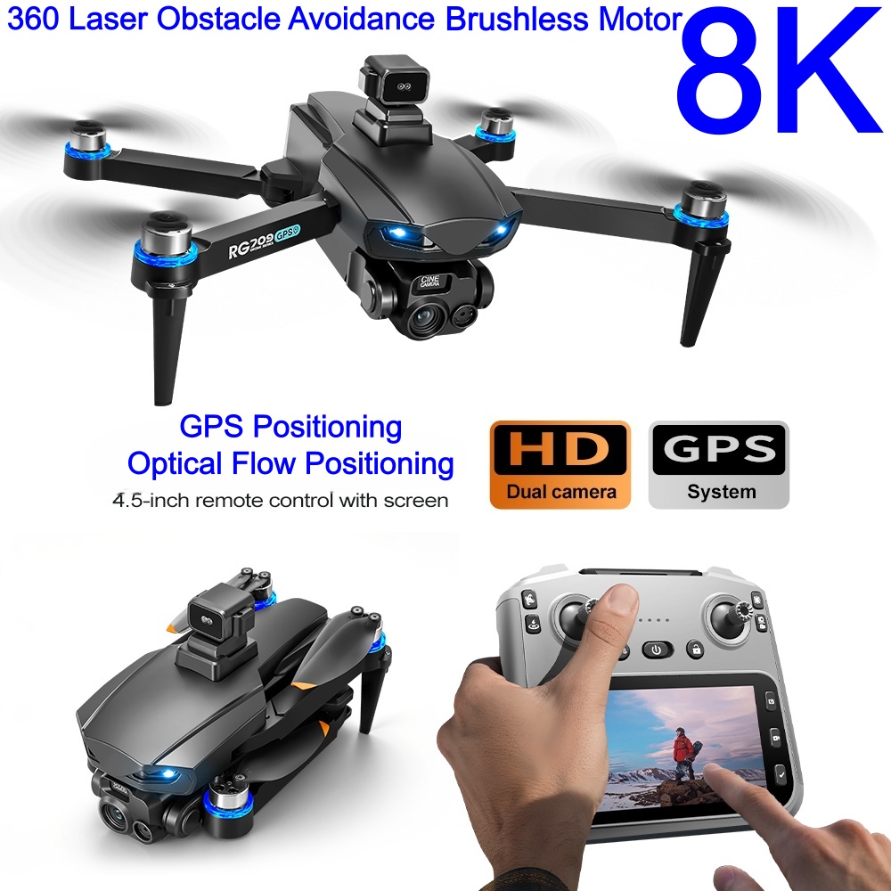 Drone Rc Pro - NEUE 8K-Drohne mit HD-Kamera, Laser-Hindernisvermeidung, 4,5-Zoll-Bildschirm,