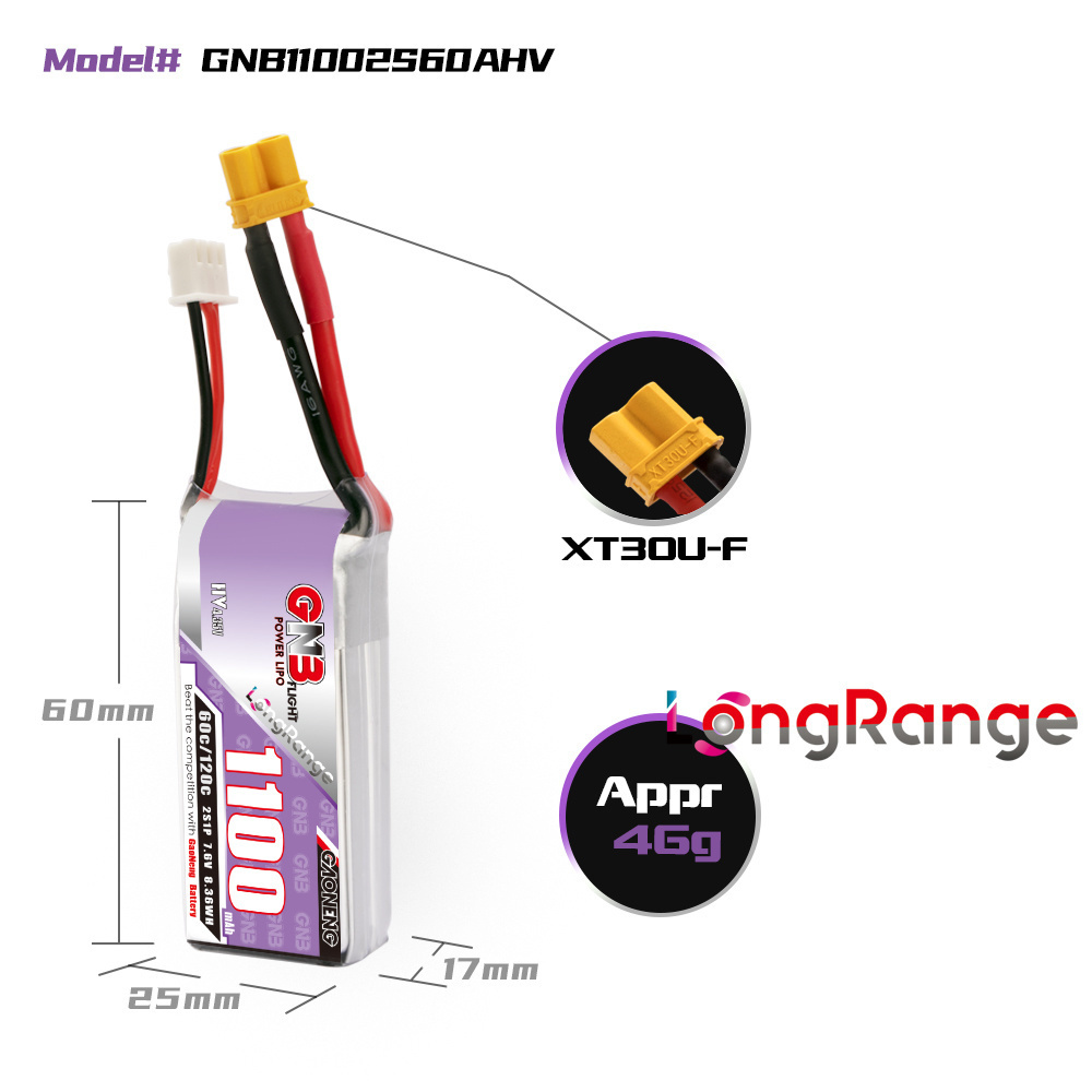 GNB 1100 mAh 2S 3S 4S 6S 60C/1 – Drone Rc Link Bewertung und Preis